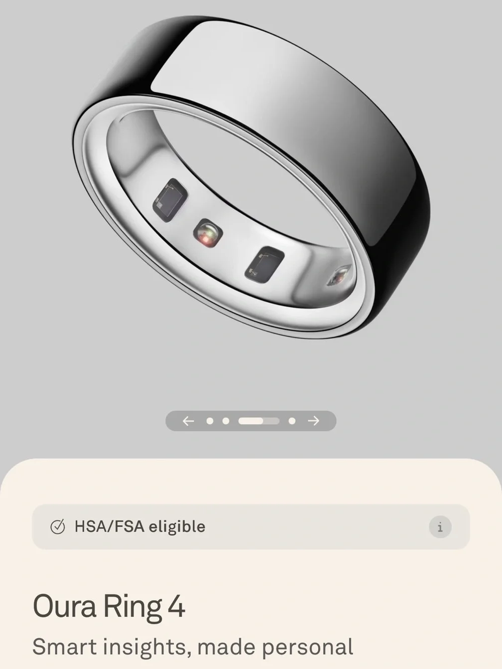 Silver size 10 Oura Smart Ring